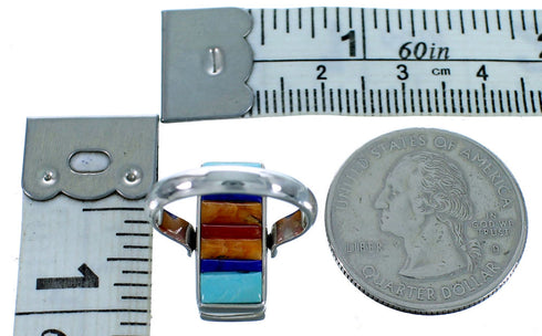 Lapis Sterling Silver Reversible Multicolor Inlay Ring Size 4-3/4 LX113265